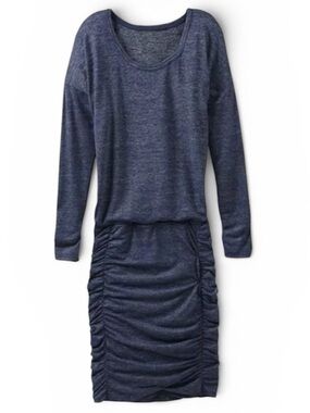 Athleta Heather Blue Long Sleeve Drop Waist Tulip Dress